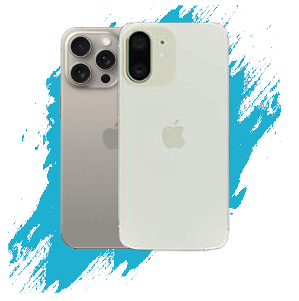 steel gray iPhone 15 pro max and teal iPhone 16